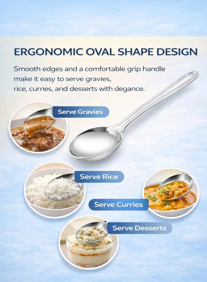 GS KITCHENWARE GS Stainless Steel Oval Shape Serving Spoon | Scooper & Spatula Server for Kitchen, Dining & Cooking | Silver, Length 24 cm. - Image 5